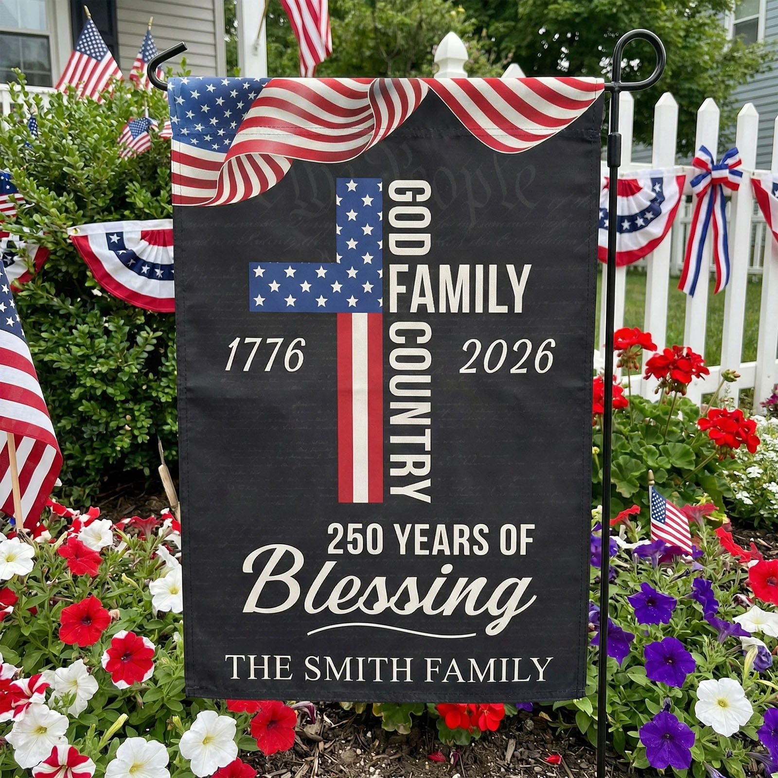 250 Anniversary USA Flag American Double Sided Garden Flag Patriotic Horse USA Flag 1776-2026 Outdoor Yard Decor Independence Day Decoration
