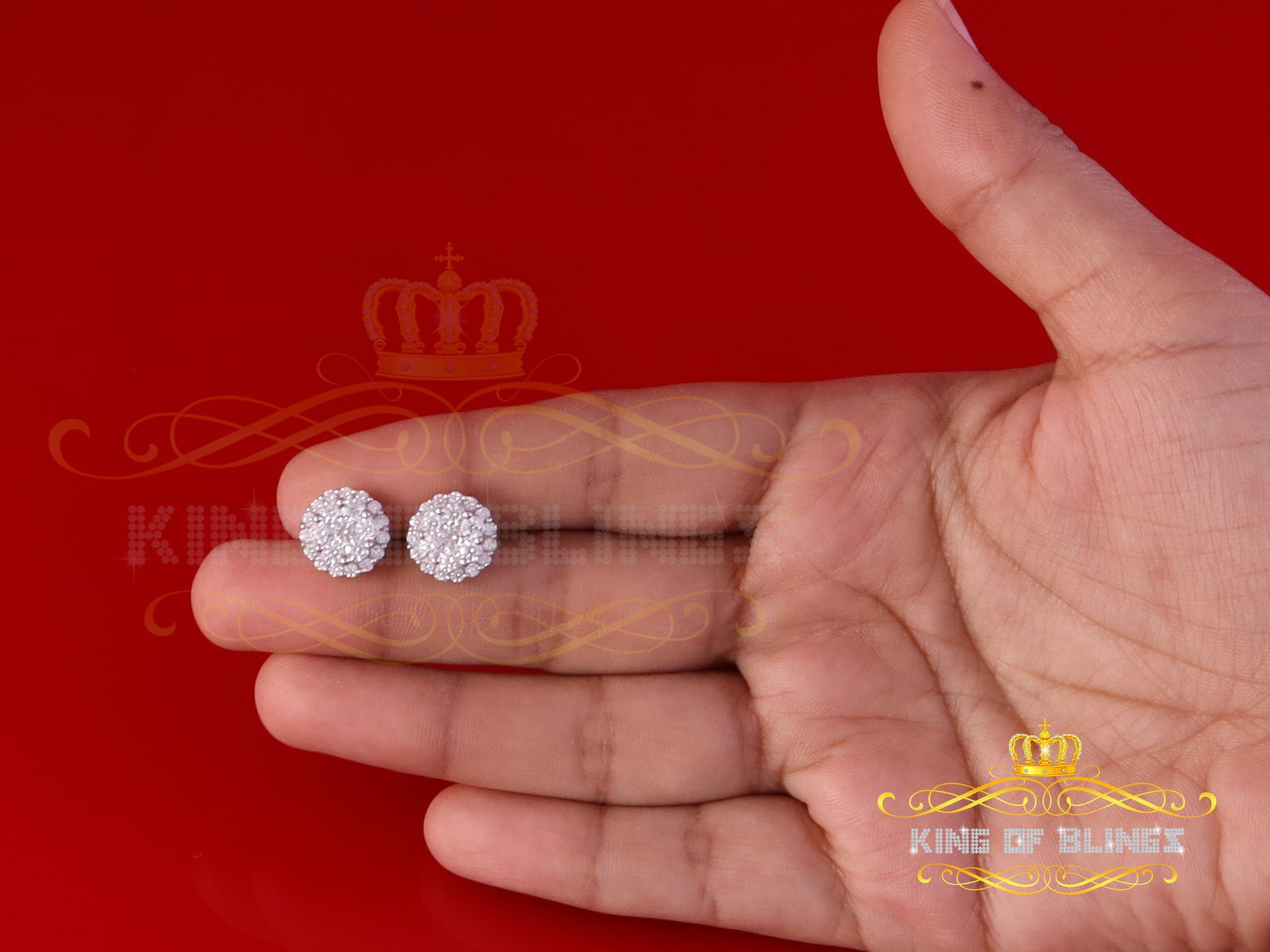 King of Bling's Men's/Womens 925 Silver Yellow 2.00ct VVS 'D' Moissanite Round Stud Earrings