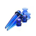 thumbnail image 3 of Vogem 50 Pieces Ear Stretching Kit Acrylic Tapers and Plugs 14G-00G Silicone Flared Tunnels Ear Gauges Expander Set Body Piercing Jewelry(Transparent Blue), 3 of 5