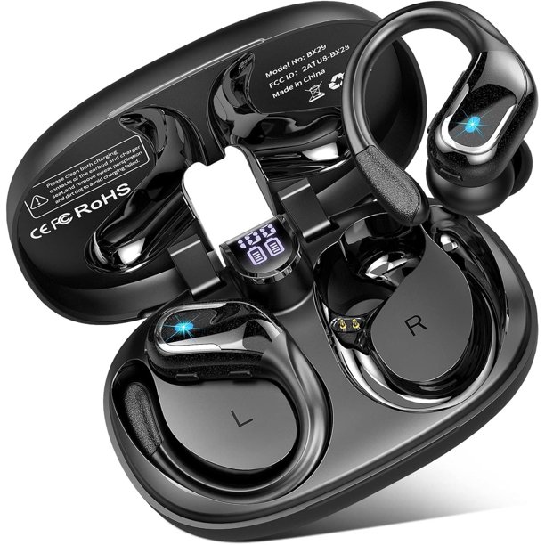 Auriculares Inalámbricos Deportivos Bluetooth 5.3 con Micrófono con Cancelación de Ruido 75H Estéreo de Alta Fidelidad sobre el Auricular con Pantalla LED y Control de Botones de Auriculares Impermeables USB-C IP7 para iOS/Android