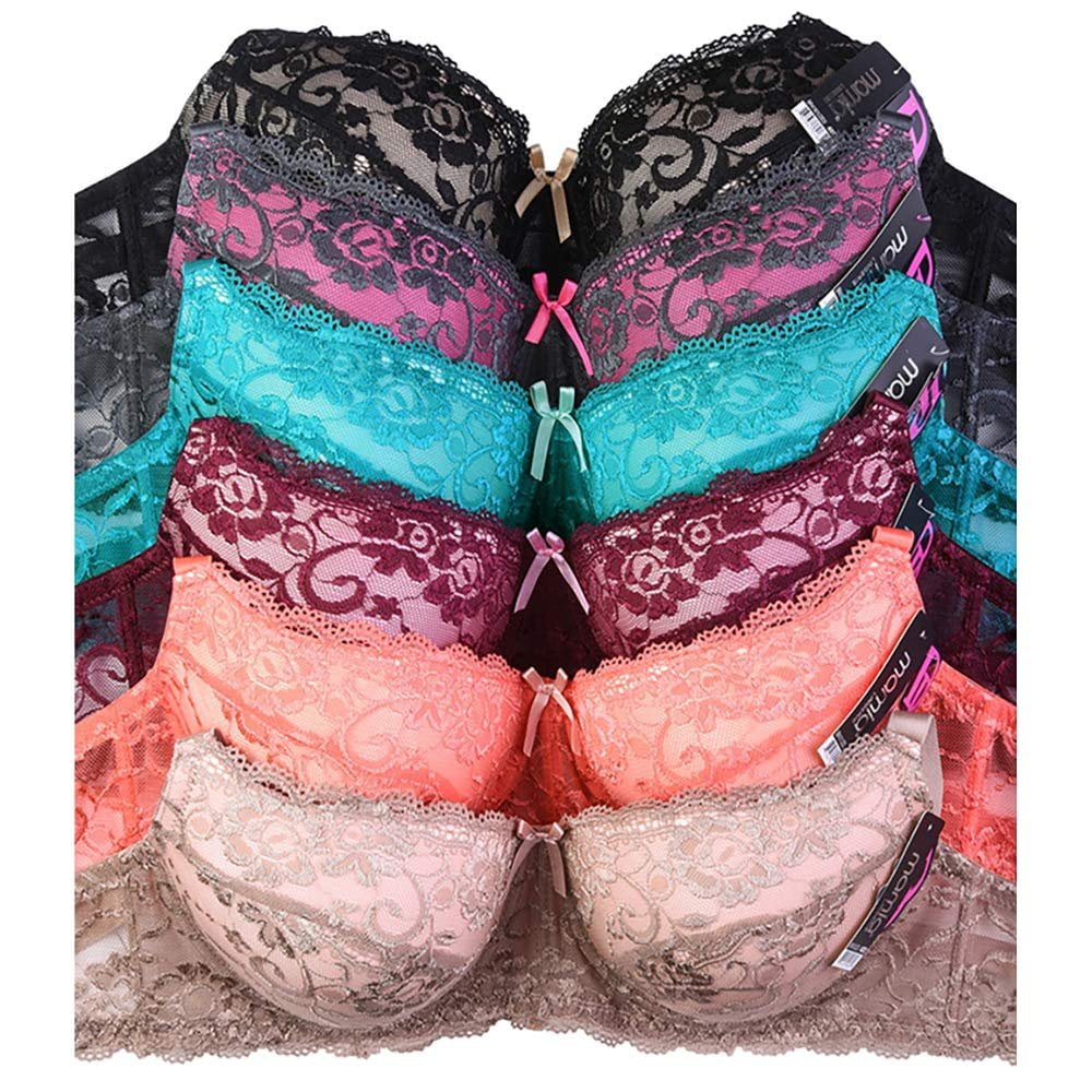Packs of 6 Mamia Womens Laced & Lace Trimmed Bras - Various Styles 36B, 4238 