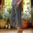 thumbnail image 2 of AherBiu Capri Linen Pants for Women Straight Leg High Waisted Lightweight Summer Casual Capris Slacks with Pockets, 2 of 6