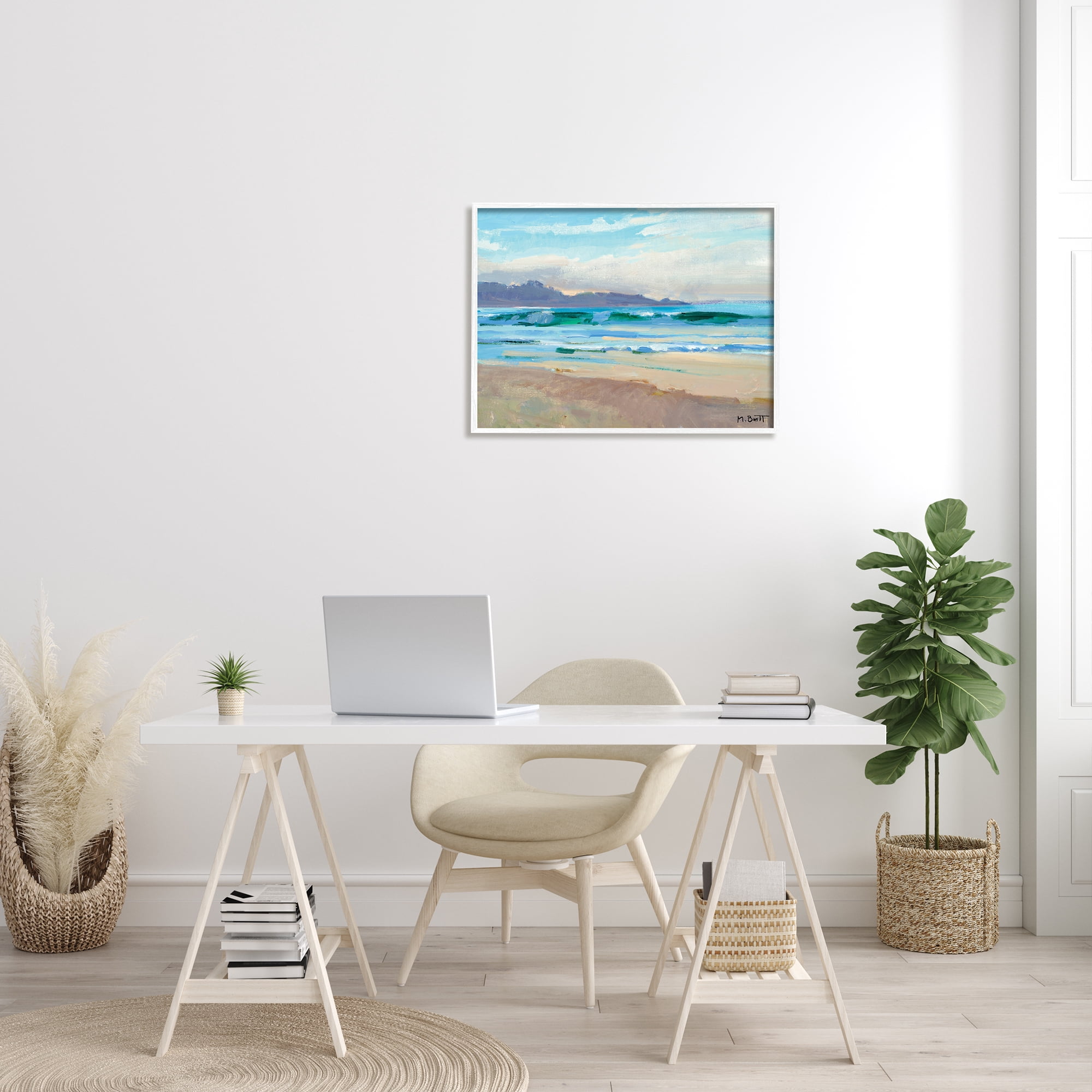Stupell Home Décor Industries Beach Side Wave Caps Soft Contemporary Landscape, 24 x 30, Designed by Marcia Burt
