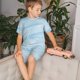 thumbnail image 4 of Balery Light Blue Marble Conjunto de Pijama Infantil de Manga Corta con Estampado – Ropa de Dormir de Algodón Suave-Large, 4 of 6