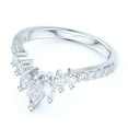 thumbnail image 3 of Sterling Silver Slight V Shaped Crown Simulated Marquise & Round Diamond Matching Ring Wedding Band (8.5), 3 of 6