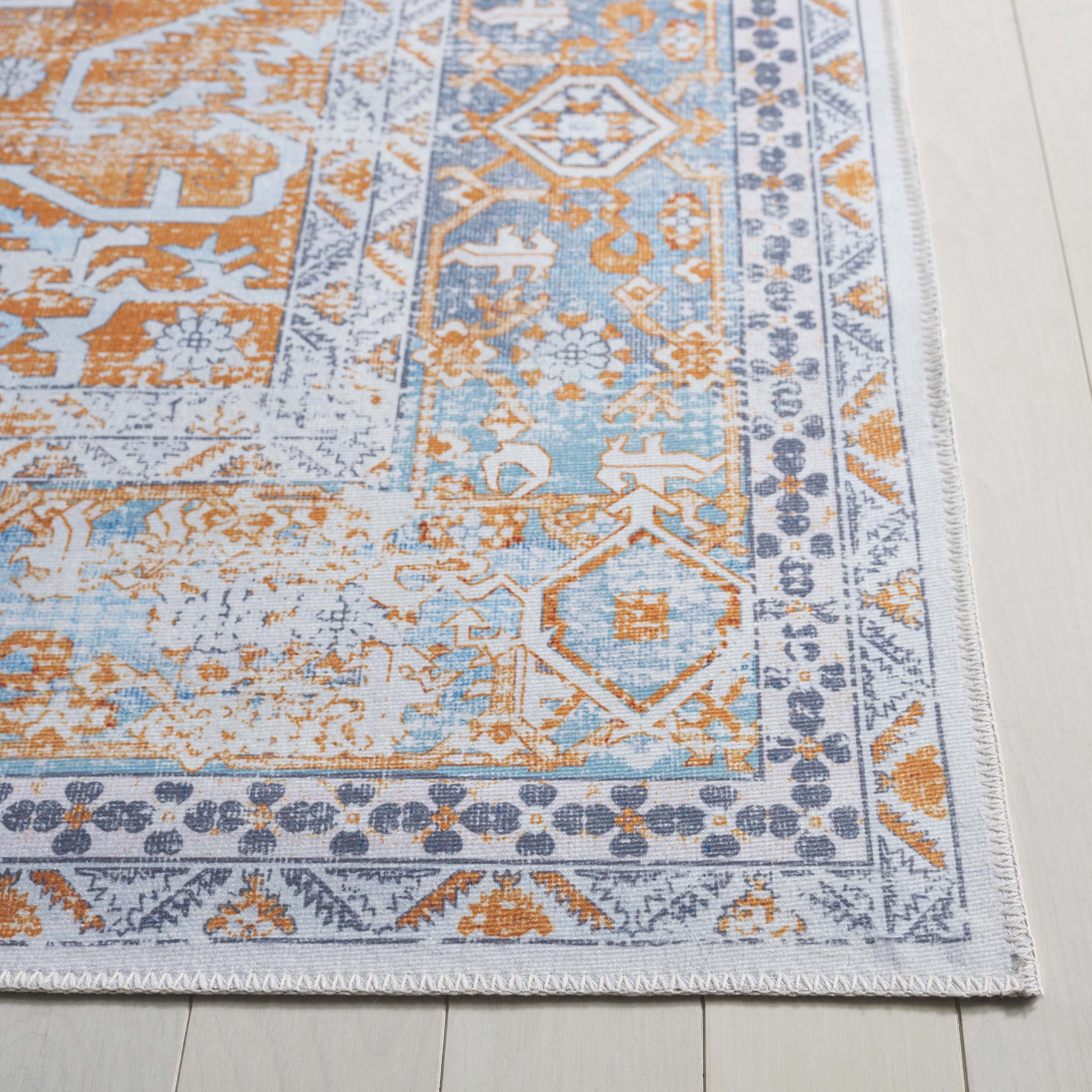 Safavieh Arizona Phelim Floral Machine Washable Area Rug, Rust/Gray, 4' x 6'