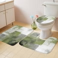 thumbnail image 2 of Sage Green Ombre Bath Mat 3 Piece Bathroom Rug Set, Vintage Shabby Abstract Plaid Art Non Slip Bath Rug Contour Mat and Toilet Lid Cover, Absorbent Shower Mats Soft Bath Rugs and Mats Sets, 2 of 8