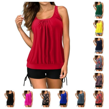 Tankini Swimsuits for Women 2 Piece Bathing Suits Tankini Tops with Boyshorts Loose Fit Swimwear