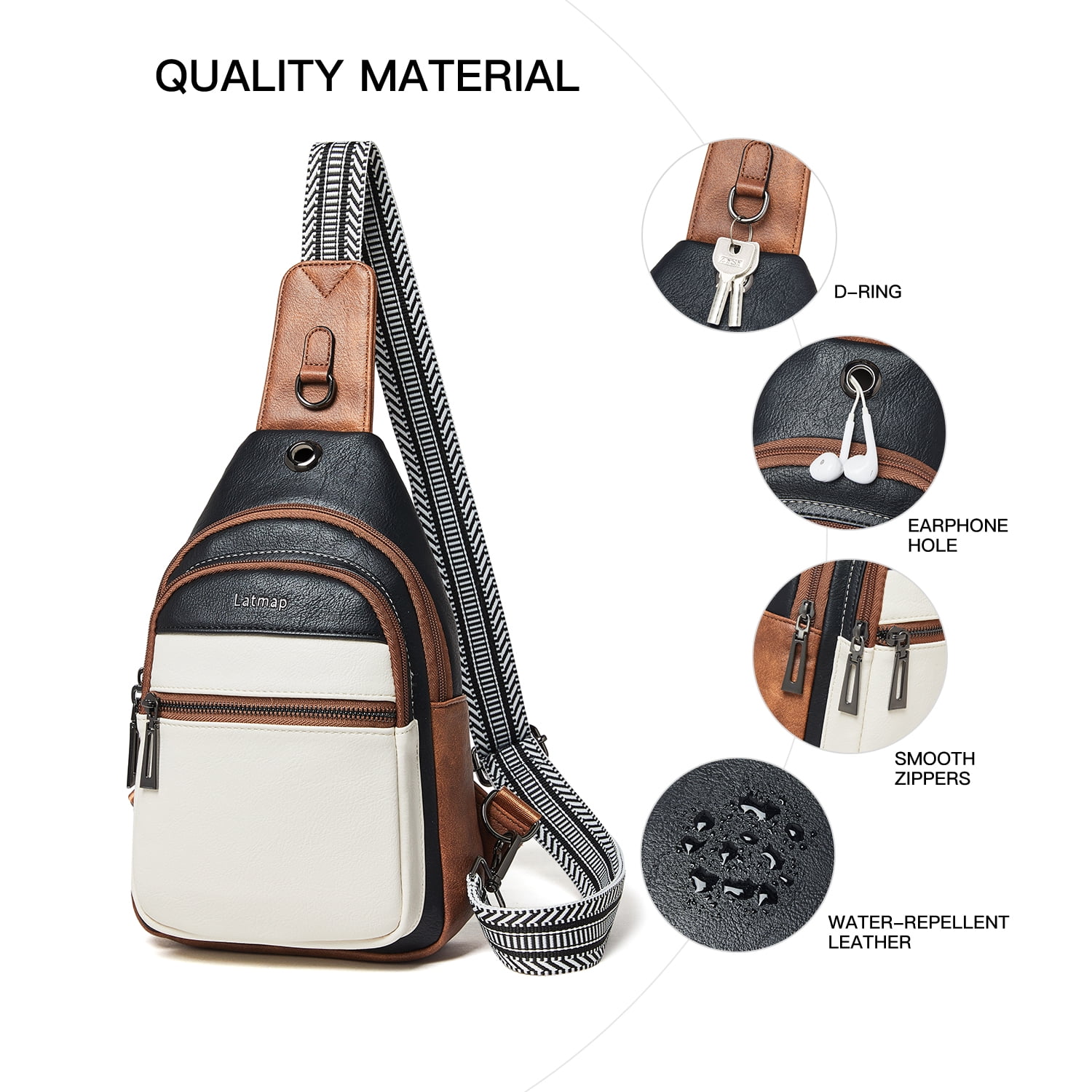 LATMAP Crossbody Sling Bag for Women&Men, Adjustable Straps, Suitable for Travel and as a Gift