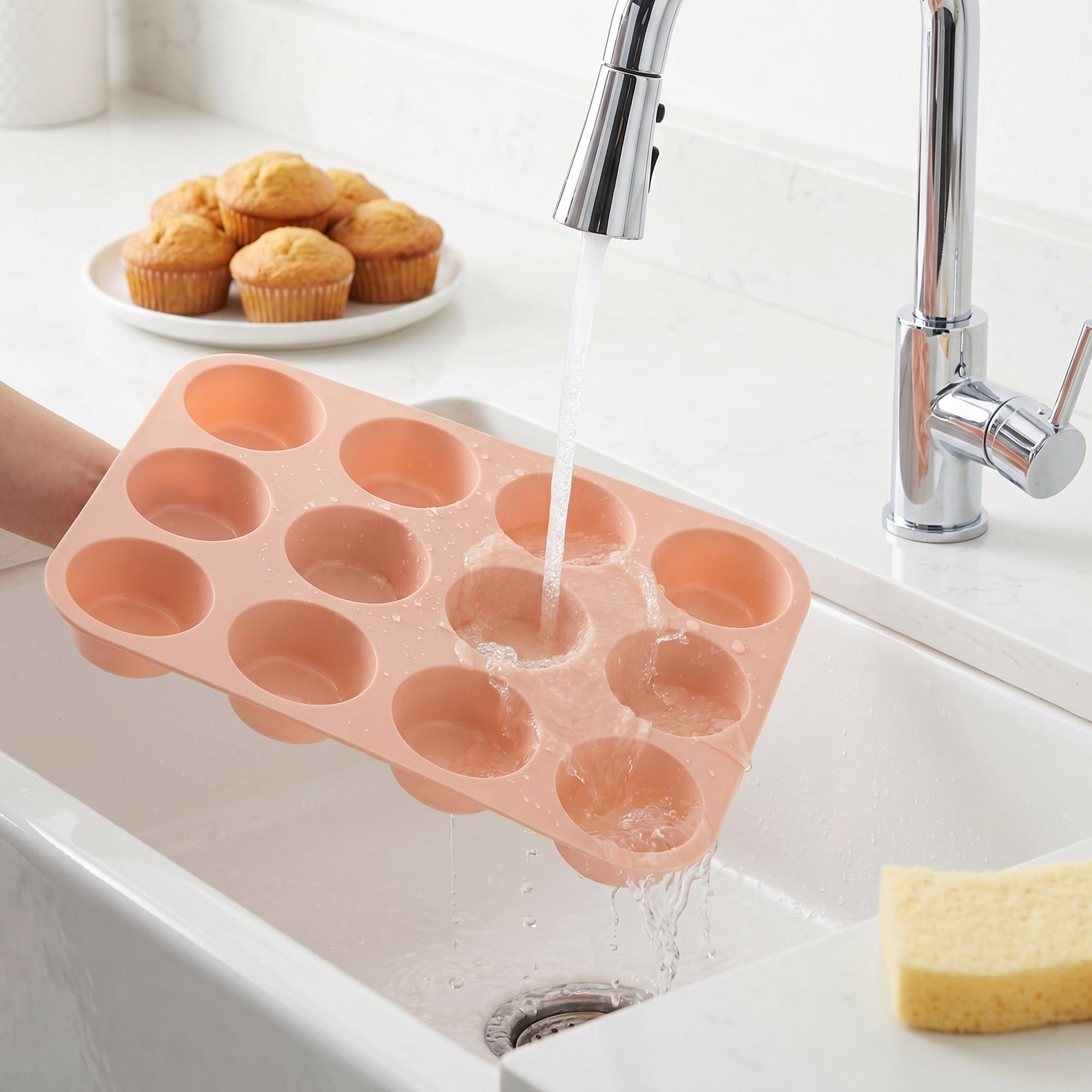 Unique Bargains Baking Pan 12-Cup Nonstick Silicone for Snack Baking Green 11.6"x8.6"