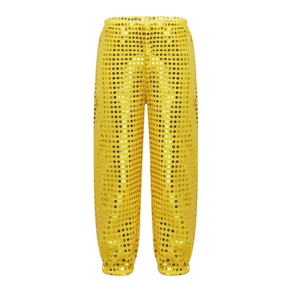 FINALGANG Girls' Pants Kids Solid Color Sequin Pants Elastic Waist Loose Fit Tapered Leg Shiny Trousers For Party Performance Casual Daily Wear Soft Bottoms