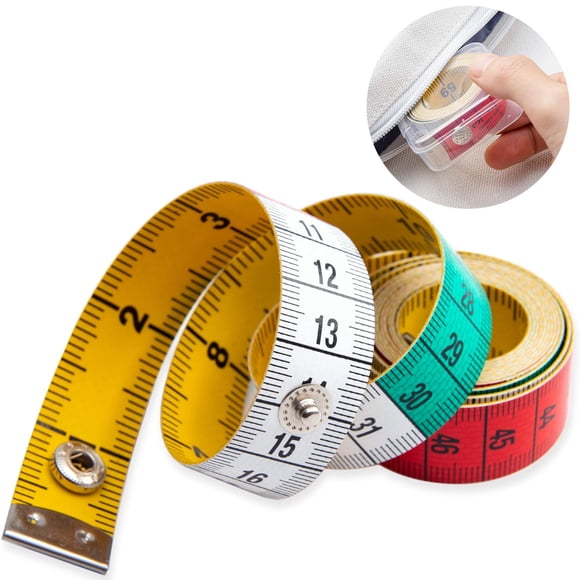 Cinta métrica Cinta métrica para costura de tela corporal Tejido a medida Manualidades caseras Medidas 60 pulgadas/150 cm Cinta métrica suave multicolor Juego de cinta métrica para el cuerpo con cierr