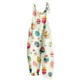 thumbnail image 3 of QATAINLAV Womens Loose Fit Wide Leg Overalls with Pockets Cotton Linen Sleeveless Spaghetti Strap Baggy Romper Easter Rabbit Egg Graphic Jumpsuits Multicolor XXL Ofertas de Hoy en Liquidación, 3 of 6