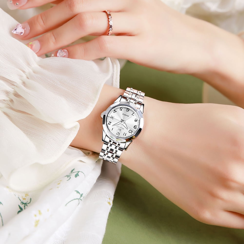 OLEVS Watches for Women Luxury Casual Dress Analog Quartz Digital Date Two Tone Gold Plated Stainless Steel Waterproof Luminous Female Wrist Watch Reloj para Mujer