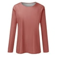 thumbnail image 4 of Yuzhih Womens Long Sleeve Round Neck Shirts Solid Color Basic Tees Spring Tops Outfits Clothes, 4 of 5