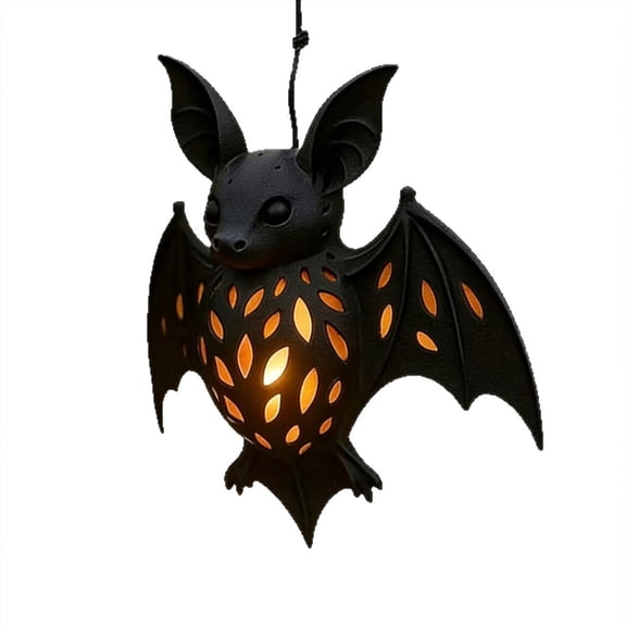 Bat Lights 2 Pcs Halloween Lantern Hanging Creepy Bat Light Outdoor LED Bat Figurine Decor Indoor Wall Decor Living Room Birthday Party Favors