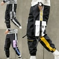 thumbnail image 2 of Men Cargo Pants Large Pockets Strap Hiphop Sweatpants Spring Autumn Male Clothes Yellow XL, 2 of 8