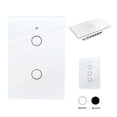 thumbnail image 1 of Interruptor de luz de pared inteligente WIFI 2 vias apagador inteligente Smart Switch, control remoto vía celular, panel táctil de vidrio o voz con Alexa, Google home y Smart Life Happy Life  Interruptor Inteligenge Wifi 2 switches Blanco, 1 of 10