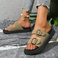 thumbnail image 5 of Leopard Slides Platform Sandals for Women 2025 Fashion Casual Buckle Comfort Wide Feet Slip on Beach Flats, 5 of 8
