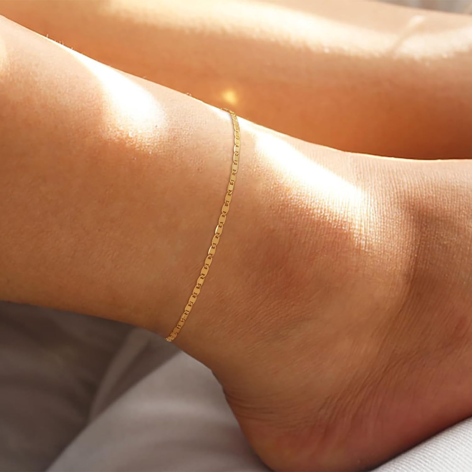 Dainty Gold Link Chain Anklet,14K Gold Plated Handmade Cute Dainty Anklet For Women[o5629]