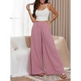 thumbnail image 2 of Biezeib Women's Long Pants Casual Loose Fitting Elastic Waist Wide Leg Solid Color Pants for Spring Summer, 2 of 6