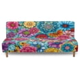 thumbnail image 2 of SCRAWLGOD Boho Mandala Flowers Pattern Armless Sofa Cover Washable Stretch 3 Seater Couch Cover Skin Friendly Furniture Protector Leakproof Couch Slipcover Anti Slip for Living Room, 2 of 9