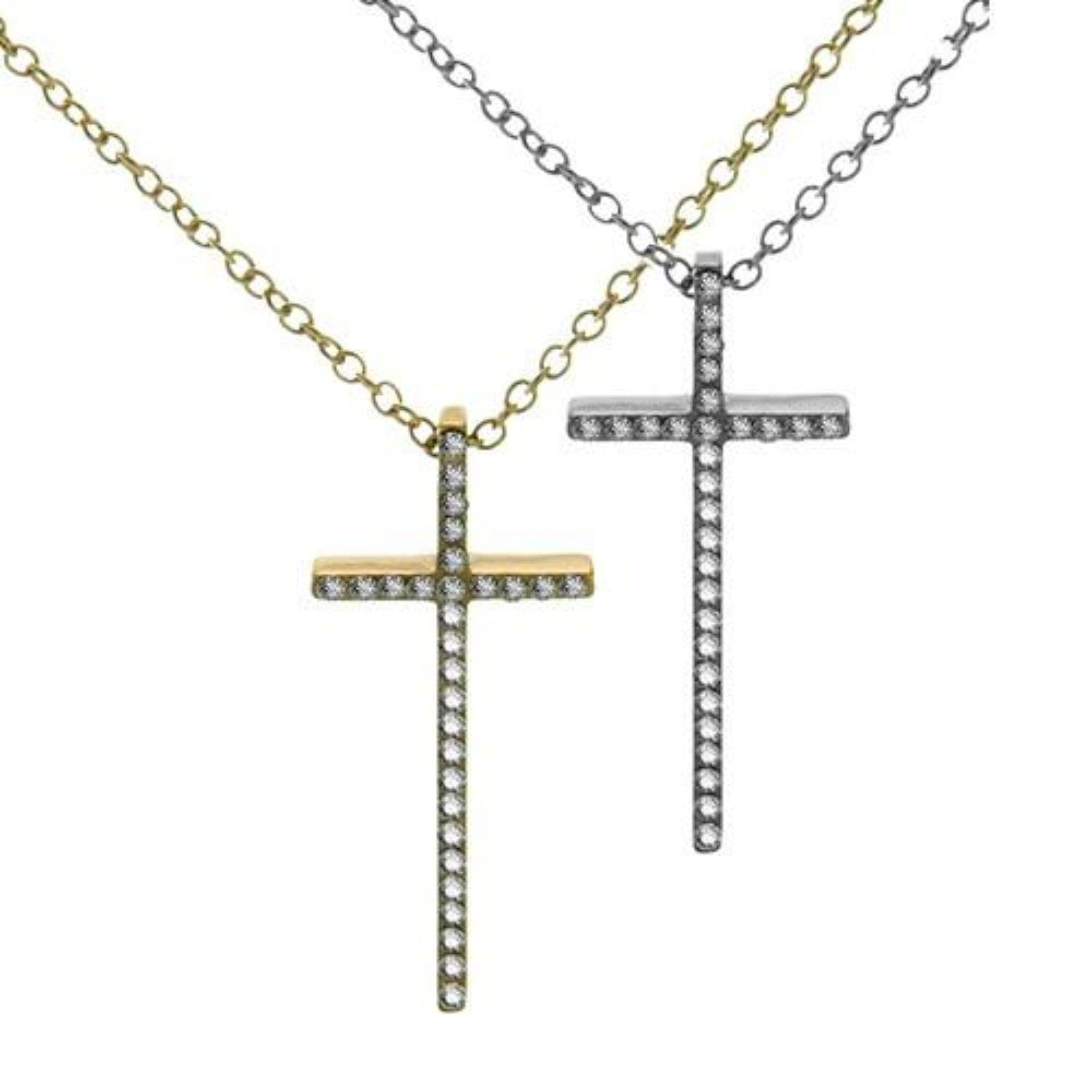 18" Girl WOMEN's Stainless Steel Mini Heart Small Cross Pendant Necklace HOT 13G 