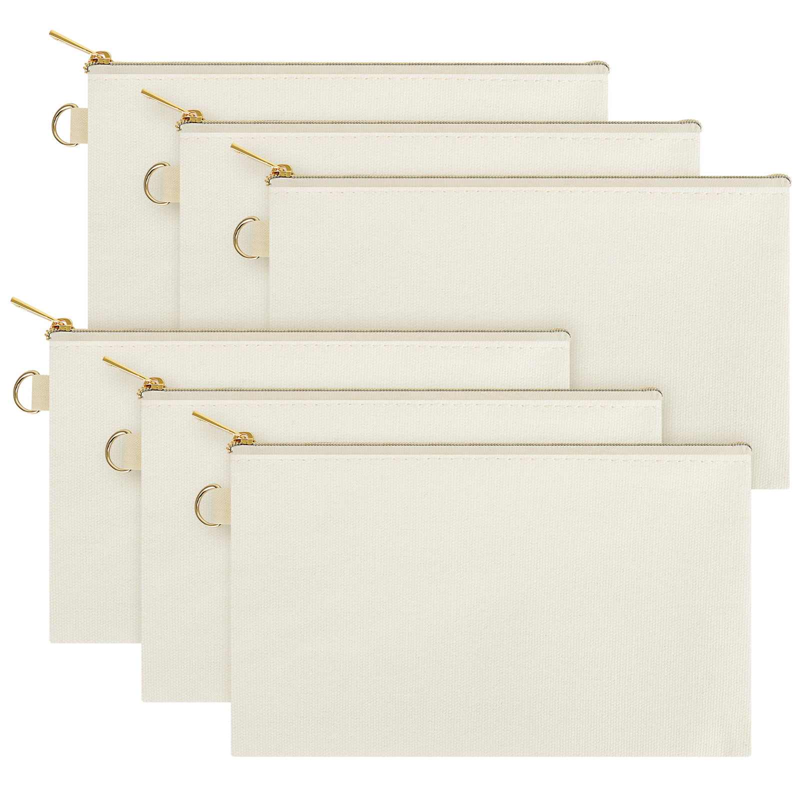Aspire 6-Pack Canvas Pencil Pouches, Blank Cotton Zipper Bags for DIY  Craft, 7-3/4 x 4-1/2 Inch (Natural Bag Gold Zipper) 