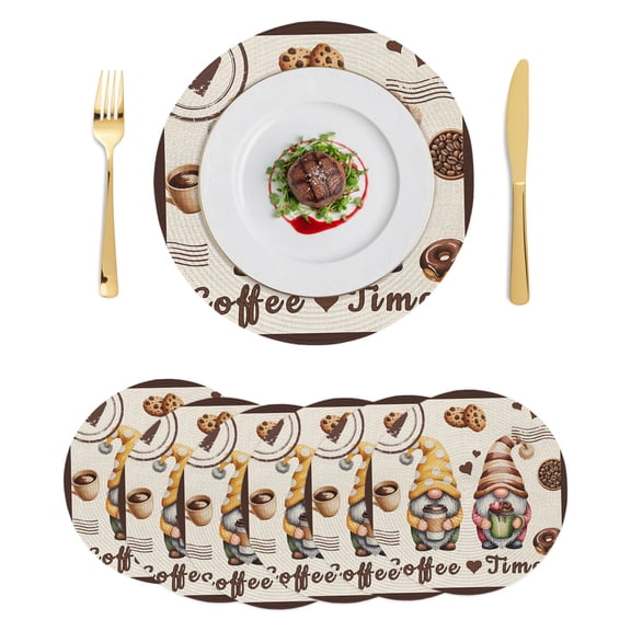 Round Placemats Clothes 15 inch Set of 6 Table Mats for Dining Table Heat Resistant Non-Slip Kitchen & Home Decorative Place Mat Set