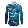 thumbnail image 2 of Camisas Hombre Manga Larga Camisa de manga larga con solapa con botones y estampado digital 3D para hombre de Año Nuevo y Festival de Primavera (Watermelon Red, 3XL), 2 of 5
