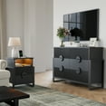thumbnail image 2 of Holliwill 2-Piece Dresser Nightstand Set, Modern Bedroom Furniture Set, Wide 6 Drawer Dresser & 2 Drawer Nightstands with Outlets LED Lights, Fluted Wood Chest of Drawers for Bedroom, Black, 2 of 9