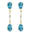 thumbnail image 2 of Galaxy Gold 14k Yellow Gold Natural Pear-shaped Blue Topaz Stud Drop Dangle Earrings, 2 of 4
