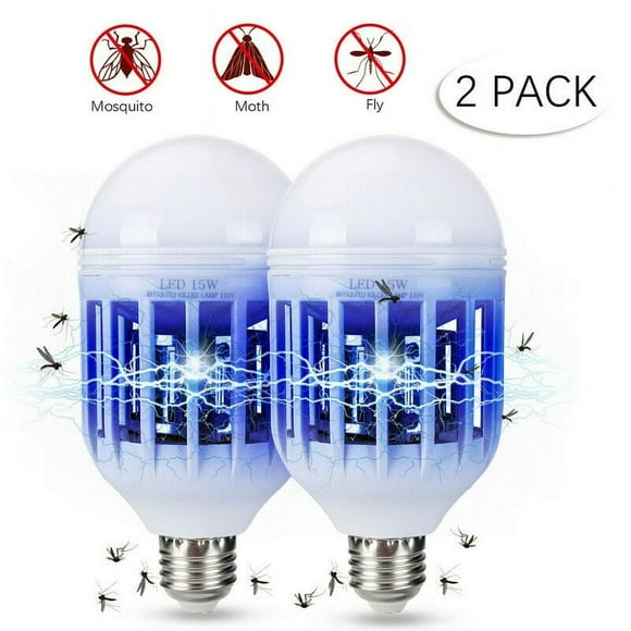 CNKOO Bug Zapper Bulb Insect and Mosquito Zapper Fits Standard Light Fixture To Attract and Kill Bugs Safe & Non-Toxic Silent -2 PACK