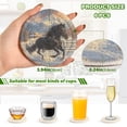 thumbnail image 3 of Haosy Set of 6 Drink Woven Coaster with Holder Heat Resistant Non-Slip Bar Coasters 4 Inches Horse Galloping in Snow, 3 of 7