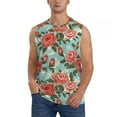 thumbnail image 3 of Uemuo Rose Flowers Pattern Men's Sleeveless T-Shirt,Muscle Athletic Tank Top, Moisture-wicking Quick-dry Breathable Classic Tee Top for Gym Run Outdoor Sports-XX-Large, 3 of 8
