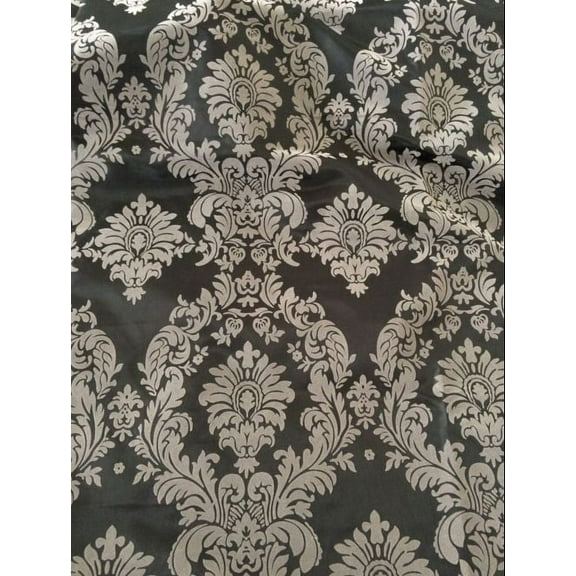 Grey Black Flocking Damask Taffeta Velvet Fabric 58" Flocked"