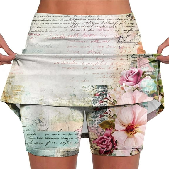 PNTUTB Summer Women's Fashion Print High Stretch Sports Yoga Skirt Pants Casual Comfortable Shorts