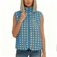 thumbnail image 6 of ZUKMRJPC Womens Checkered Fleece Vest Lightweight Stand Collar Zip Up Sleeveless Jacket Casual Fall Winter Warm Comfy Regular Fit Plaid Gilet, 6 of 7