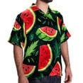 thumbnail image 2 of Watermelon Men's Short Sleeve Casual Printed Button Down Beach Shirt - Summer Unisex Top, 2 of 6