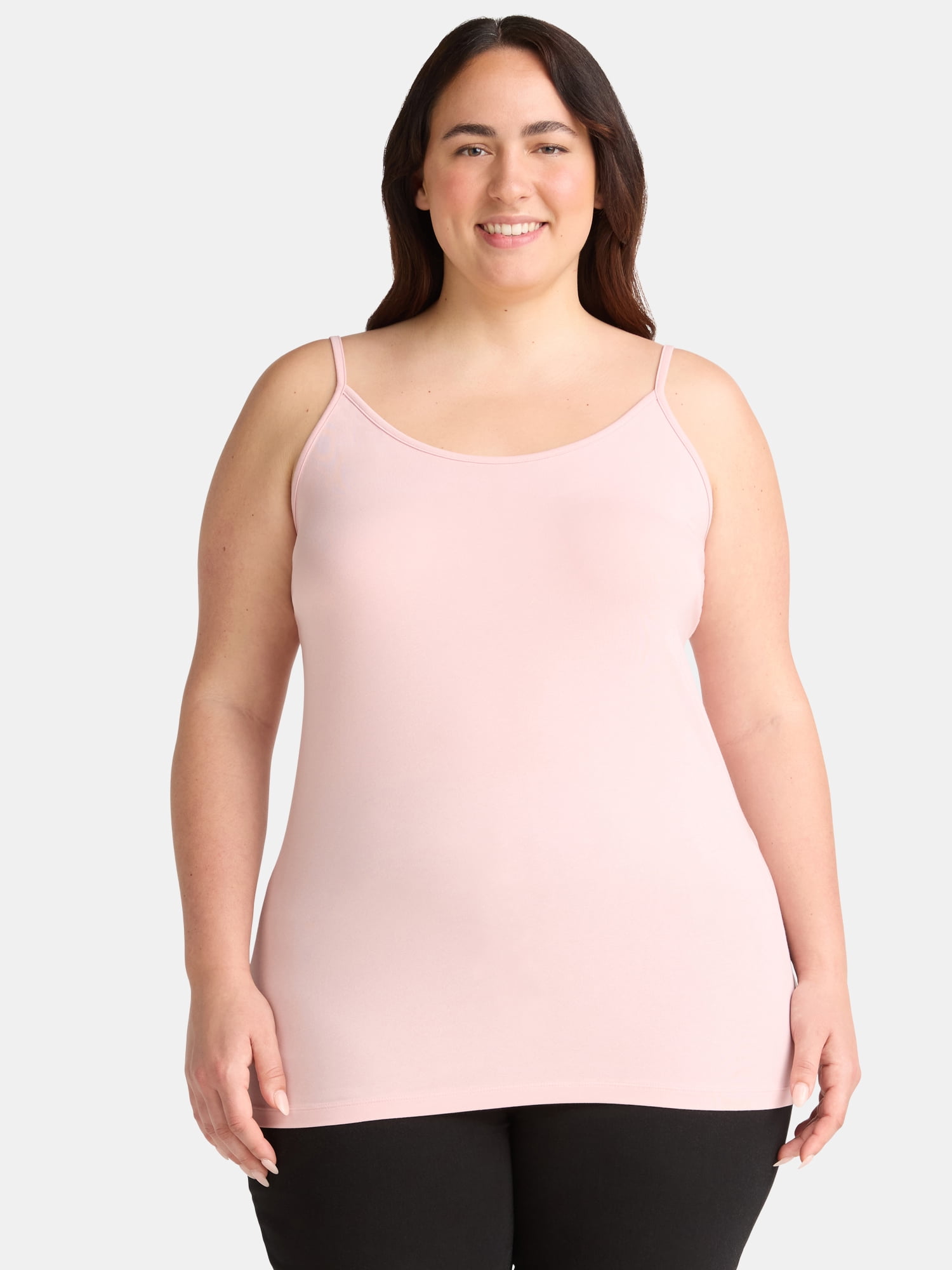 Terra & Sky Women’s Plus Camisole with Adjustable Straps, 2-Pack, Sizes 0X-5X