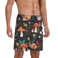 thumbnail image 2 of Kdxio Mushroom With Snails Print Mens Sleep Shorts Bottoms Soft Comfy Pajama Wear Pants with Drawstring Pockets, 2 of 7