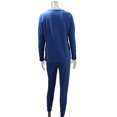 thumbnail image 4 of Jiyugala 2Pc Women Pure Color Suit Long Sleeve Leisure Pocket Home Sweatpants Sets, 4 of 5