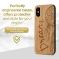 thumbnail image 2 of Case Yard Wooden Case Outside Soft TPU Silicone, Slim Fit Shockproof Wood Protective Phone Cover for Girls Boys Men and Women, Supports Wireless Charging Butterfly Design case for iPhone-X, 2 of 7