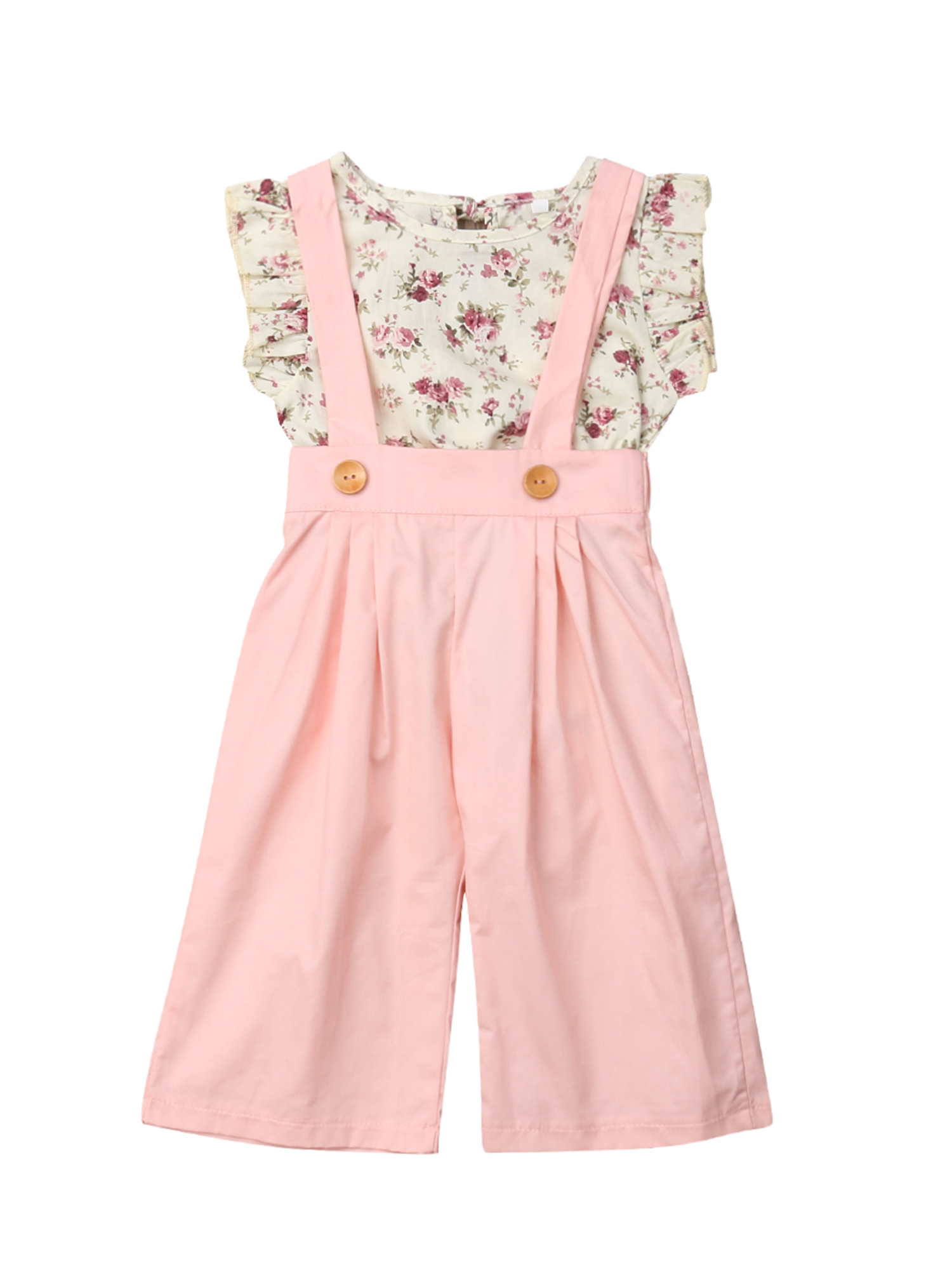 Dewadbow Dewadbow Kids Baby Girls Floral Sleeveless Tops Bib Pants