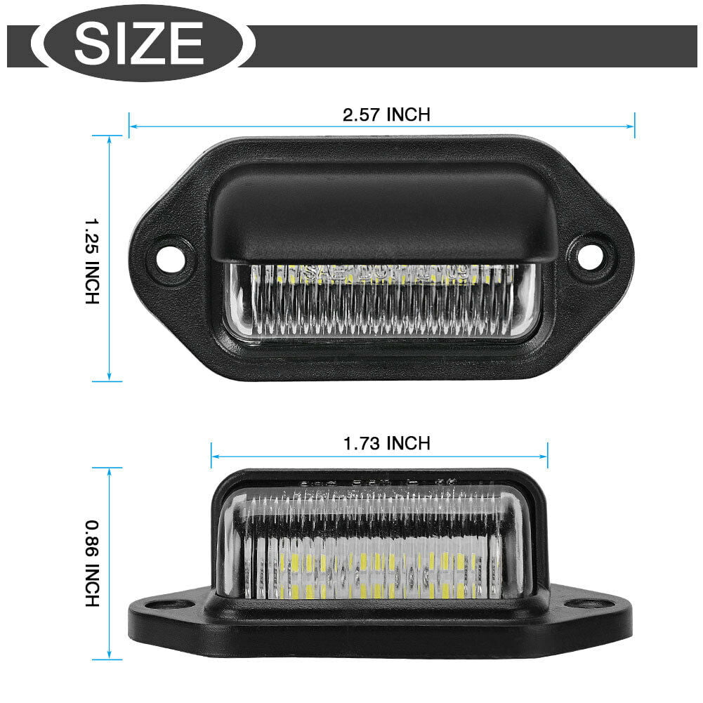 2 Pack Universal 6 LED License Plate Tag Lights Lamps for Truck SUV Trailer Van