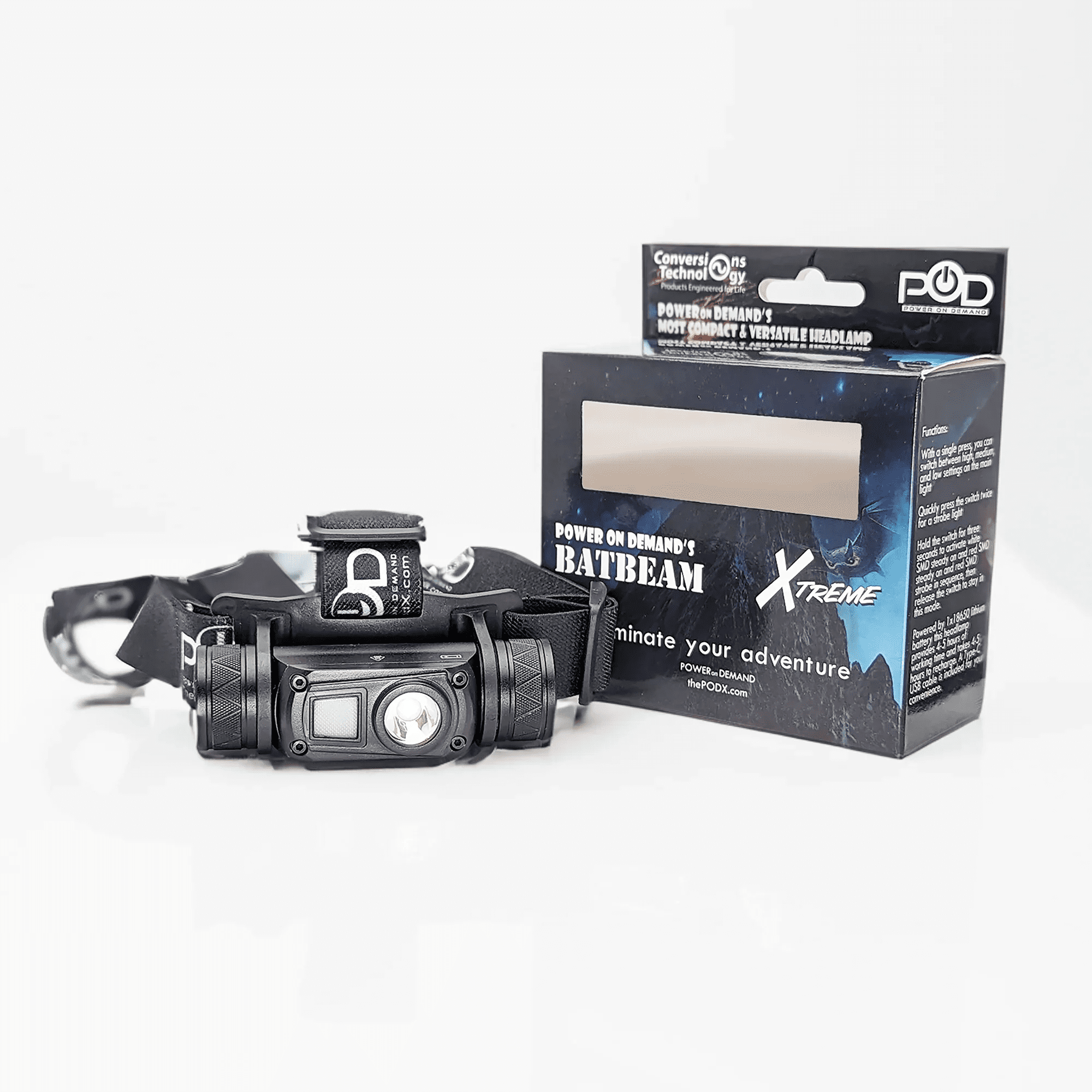 The POD X Beam Xtreme Headlamp, New Walking Cane Flashlight