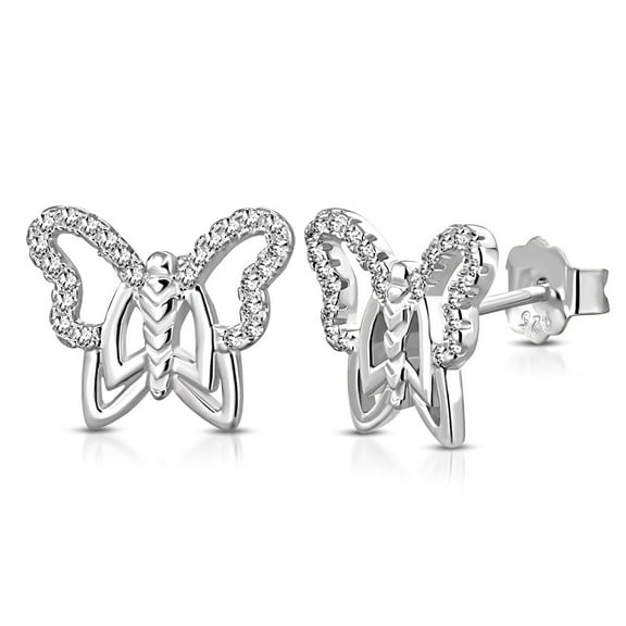 925 Sterling Silver Butterfly Stud Earrings
