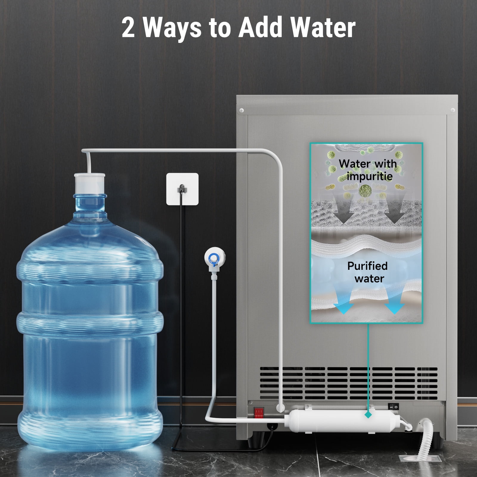 Commercial Ice Maker Machine 100Lbs/24H with 33 Lbs Storage Bin, Freestanding/Countertop Ice Maker Machine - 33 Lbs Storage Bin