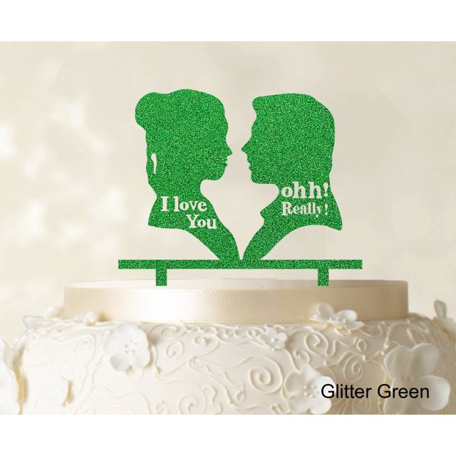 Couple Wedding Cake Topper Personalized Glitter Green Cake Topper Color Option Available 5-7 Inches Wide