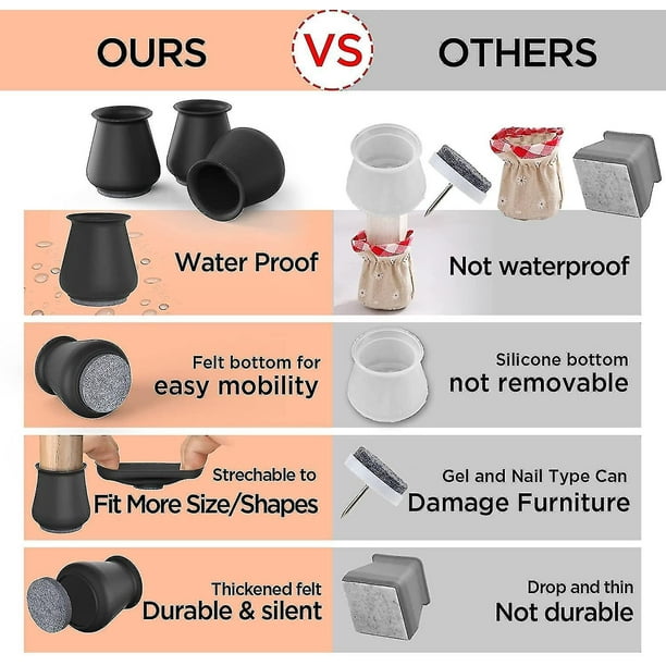 16pcs Chair Leg Floor Protectors Silicone Covers To Protect Floors Felt Bottom Furniture Non Slip Protector Pads Caps Walmart